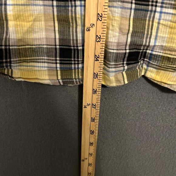 Harley-Davidson Pearl Snap Shirt Size XL Yellow Plaid Y2K Biker Patches Rider - Picture 10 of 11